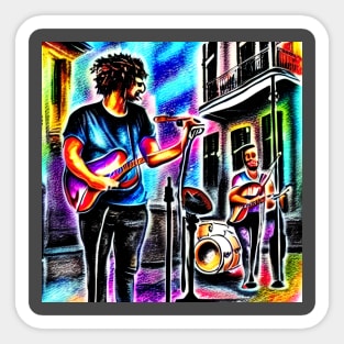 Musicians Performing In The French Quarter Of New Orleans Sticker